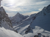 On top of the Hintertux Glacier looking south into Italy